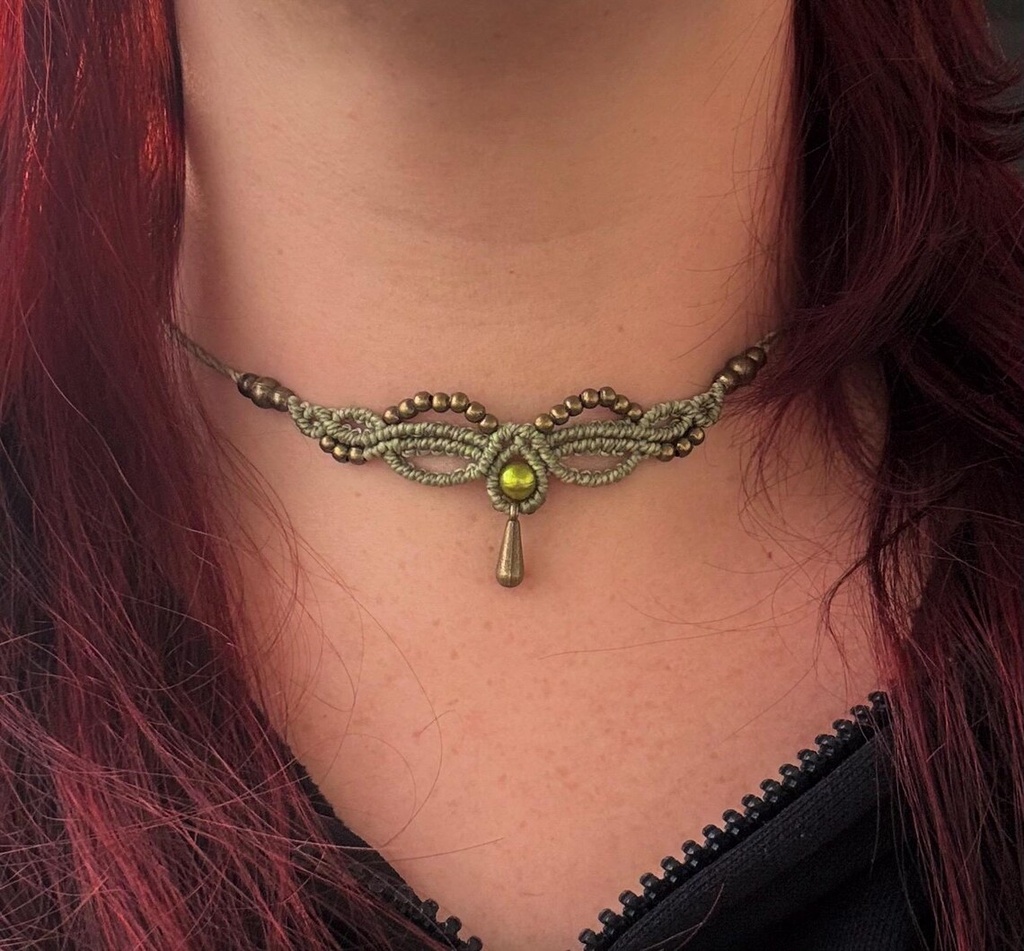 Illusion Makramee Choker Tiara Diadem (Grün)